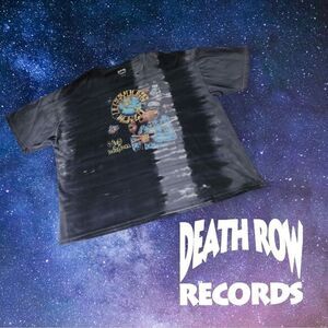 Death Row Records Snoop Dogg Graphic T-Shirt Mens Tie Dye Black & Grey XL